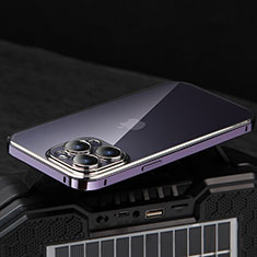 Coque Bumper Luxe Metal et Plastique Etui Housse LF5 pour Apple iPhone 16 Pro Violet