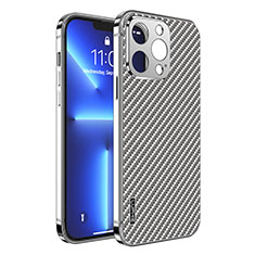 Coque Bumper Luxe Metal et Plastique Etui Housse LF6 pour Apple iPhone 13 Pro Argent