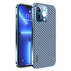 Coque Bumper Luxe Metal et Plastique Etui Housse LF6 pour Apple iPhone 13 Pro Bleu