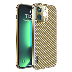 Coque Bumper Luxe Metal et Plastique Etui Housse LF6 pour Apple iPhone 13 Pro Max Or