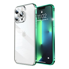 Coque Bumper Luxe Metal et Plastique Etui Housse LF7 pour Apple iPhone 13 Pro Vert