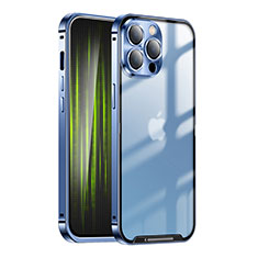 Coque Bumper Luxe Metal et Plastique Etui Housse LK1 pour Apple iPhone 13 Pro Bleu