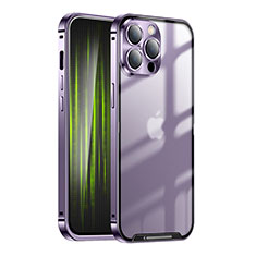 Coque Bumper Luxe Metal et Plastique Etui Housse LK1 pour Apple iPhone 13 Pro Violet