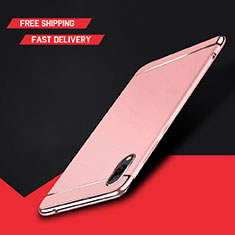 Coque Bumper Luxe Metal et Plastique Etui Housse M01 pour Huawei Enjoy 9 Or Rose