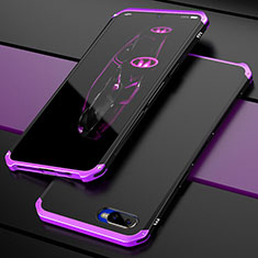 Coque Bumper Luxe Metal et Plastique Etui Housse M01 pour Oppo R17 Neo Violet