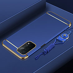 Coque Bumper Luxe Metal et Plastique Etui Housse P01 pour Oppo A54 5G Bleu
