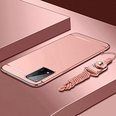 Coque Bumper Luxe Metal et Plastique Etui Housse P01 pour Oppo A93s 5G Or Rose