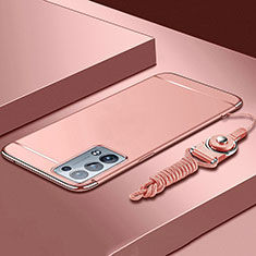 Coque Bumper Luxe Metal et Plastique Etui Housse pour Oppo Reno6 Pro 5G Or Rose