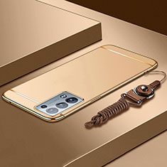 Coque Bumper Luxe Metal et Plastique Etui Housse pour Oppo Reno6 Pro+ Plus 5G Or