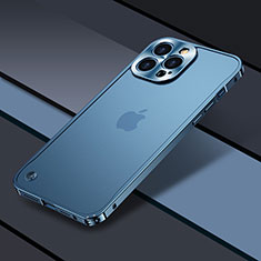 Coque Bumper Luxe Metal et Plastique Etui Housse QC1 pour Apple iPhone 13 Pro Bleu