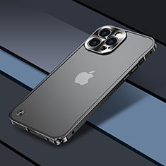 Coque Bumper Luxe Metal et Plastique Etui Housse QC1 pour Apple iPhone 13 Pro Max Noir