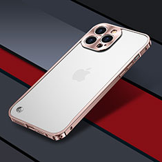 Coque Bumper Luxe Metal et Plastique Etui Housse QC1 pour Apple iPhone 13 Pro Max Or Rose