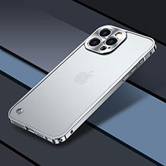 Coque Bumper Luxe Metal et Plastique Etui Housse QC1 pour Apple iPhone 15 Pro Max Argent