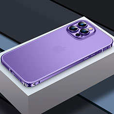 Coque Bumper Luxe Metal et Plastique Etui Housse QC3 pour Apple iPhone 13 Pro Violet