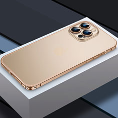 Coque Bumper Luxe Metal et Plastique Etui Housse QC3 pour Apple iPhone 15 Pro Max Or