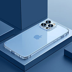Coque Bumper Luxe Metal et Plastique Etui Housse QC4 pour Apple iPhone 13 Pro Max Bleu