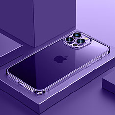 Coque Bumper Luxe Metal et Plastique Etui Housse QC4 pour Apple iPhone 13 Pro Max Violet