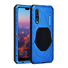 Coque Bumper Luxe Metal et Silicone Etui Housse K01 pour Huawei P20 Pro Bleu