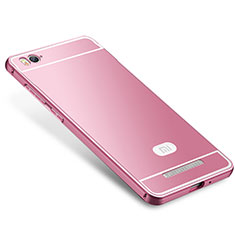 Coque Bumper Luxe Metal et Silicone Etui Housse M01 pour Xiaomi Mi 4C Rose