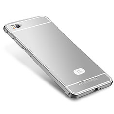 Coque Bumper Luxe Metal et Silicone Etui Housse M01 pour Xiaomi Mi 4i Argent