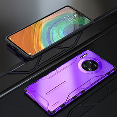 Coque Bumper Luxe Metal et Silicone Etui Housse T01 pour Huawei Mate 30E Pro 5G Violet