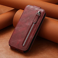 Coque Clapet Portefeuille Cuir S01D pour Huawei Enjoy 50 Rouge