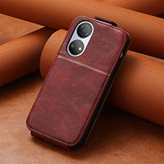 Coque Clapet Portefeuille Cuir S01D pour Huawei Honor X7 Rouge