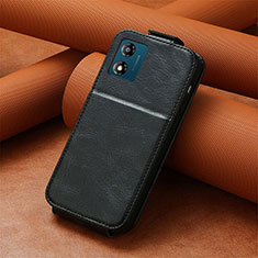 Coque Clapet Portefeuille Cuir S01D pour Motorola Moto E13 Noir