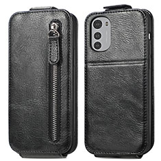 Coque Clapet Portefeuille Cuir S01D pour Motorola Moto E32 Noir