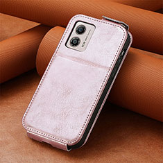 Coque Clapet Portefeuille Cuir S01D pour Motorola Moto G53 5G Or Rose