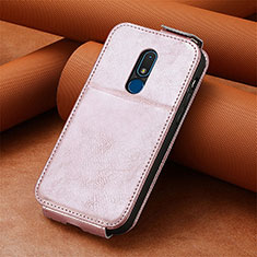 Coque Clapet Portefeuille Cuir S01D pour Nokia C3 Or Rose