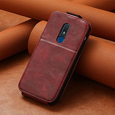 Coque Clapet Portefeuille Cuir S01D pour Nokia C3 Rouge