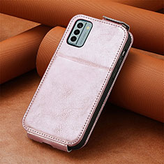 Coque Clapet Portefeuille Cuir S01D pour Nokia G22 Or Rose