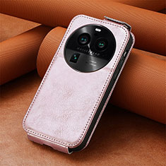 Coque Clapet Portefeuille Cuir S01D pour Oppo Find X6 Pro 5G Or Rose