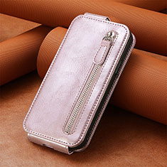 Coque Clapet Portefeuille Cuir S01D pour Samsung Galaxy S21 FE 5G Or Rose