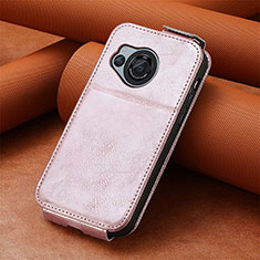 Coque Clapet Portefeuille Cuir S01D pour Sharp Aquos R8 Or Rose