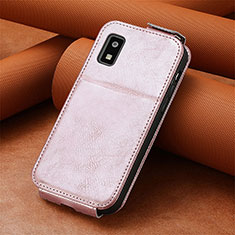 Coque Clapet Portefeuille Cuir S01D pour Sharp Aquos wish3 Or Rose