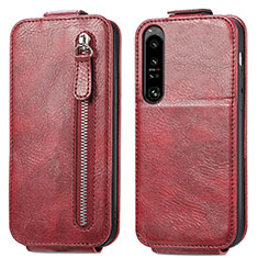 Coque Clapet Portefeuille Cuir S01D pour Sony Xperia 1 IV Rouge