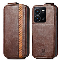 Coque Clapet Portefeuille Cuir S01D pour Vivo Y35 4G Marron