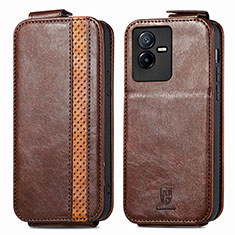 Coque Clapet Portefeuille Cuir S01D pour Vivo Y73t Marron