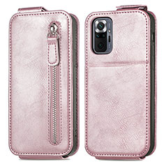 Coque Clapet Portefeuille Cuir S01D pour Xiaomi Redmi Note 10 Pro Max Or Rose