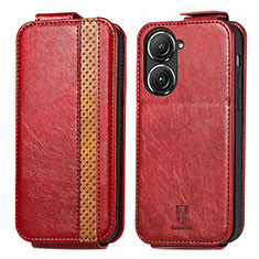 Coque Clapet Portefeuille Cuir S02D pour Asus Zenfone 9 Rouge