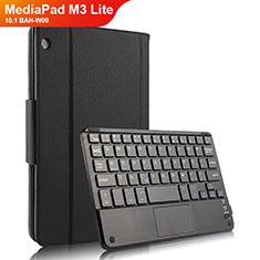 Coque Clapet Portefeuille Livre Cuir avec Clavier pour Huawei MediaPad M3 Lite 10.1 BAH-W09 Noir