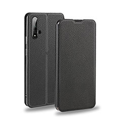 Coque Clapet Portefeuille Livre Cuir F01 pour Huawei Honor 20 Noir