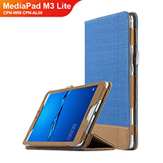 Coque Clapet Portefeuille Livre Cuir L01 pour Huawei MediaPad M3 Lite 8.0 CPN-W09 CPN-AL00 Bleu