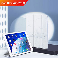 Coque Clapet Portefeuille Livre Cuir L02 pour Apple iPad New Air (2019) 10.5 Blanc