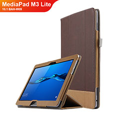 Coque Clapet Portefeuille Livre Cuir L02 pour Huawei MediaPad M3 Lite 10.1 BAH-W09 Marron