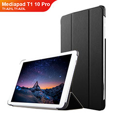 Coque Clapet Portefeuille Livre Cuir L02 pour Huawei Mediapad T1 10 Pro T1-A21L T1-A23L Noir