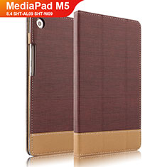 Coque Clapet Portefeuille Livre Cuir L04 pour Huawei MediaPad M5 8.4 SHT-AL09 SHT-W09 Marron