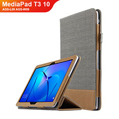 Coque Clapet Portefeuille Livre Cuir L06 pour Huawei MediaPad T3 10 AGS-L09 AGS-W09 Gris